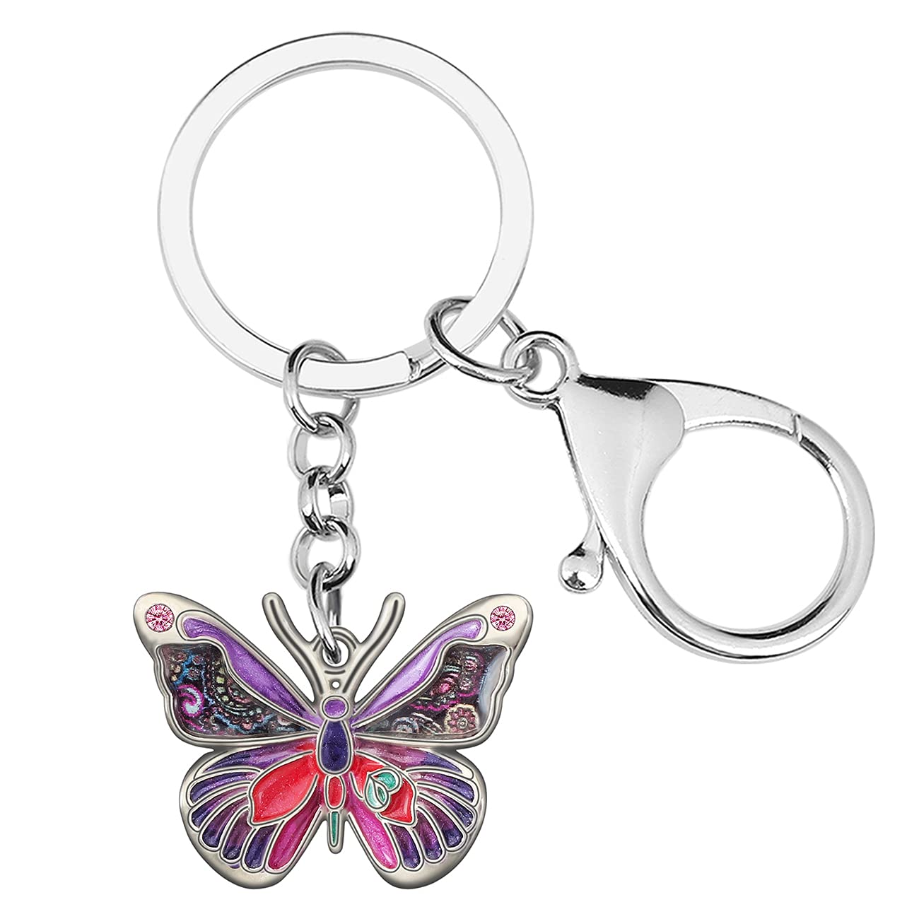 Emaille Legierung Fliegender Schmetterling Schlüsselanhänger Insekt Schmuck für Frauen Mädchen Tasche Brieftasche Charme Geschenk (Veilchen) von Generic