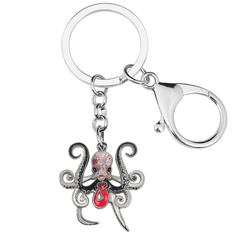 Emaille-Legierung Nette Oktopus Schlüsselanhänger Ozean Schlüsselanhänger Für Frauen Mädchen Tasche Brieftasche Charms Geschenke (Schwarz) von Generic