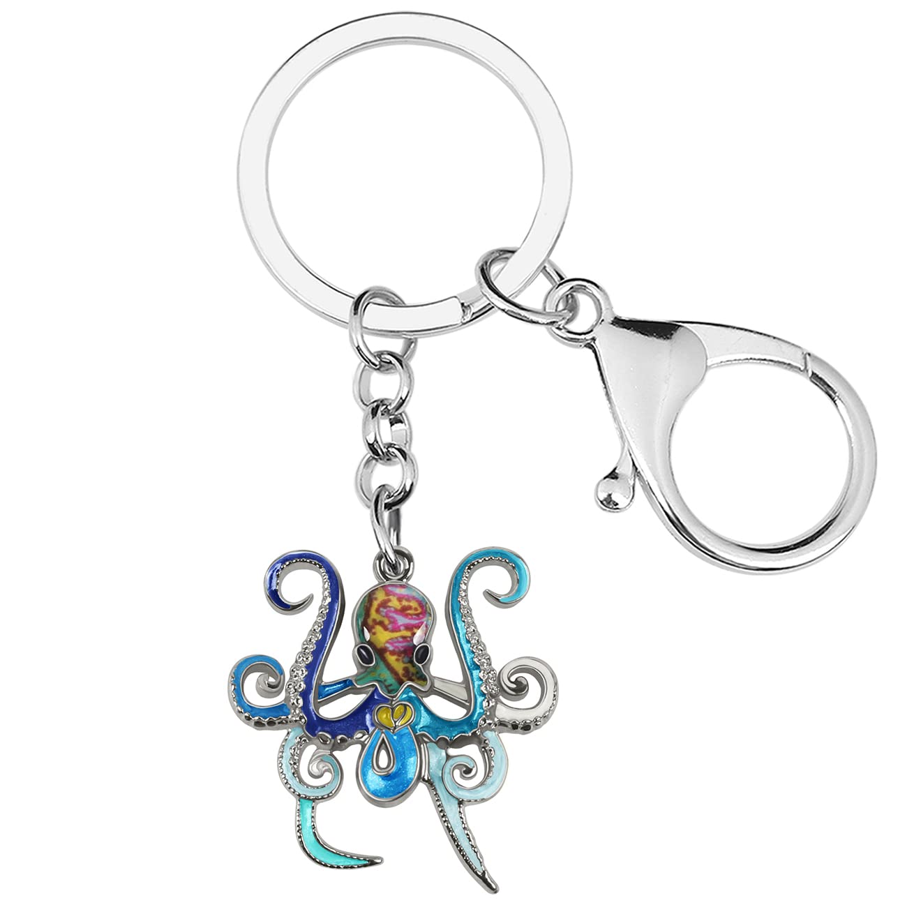 Emaille Legierung Netter Oktopus Schlüsselanhänger Ozean Schlüsselanhänger für Frauen Mädchen Tasche Brieftasche Charms Geschenke (Blau) von Generic
