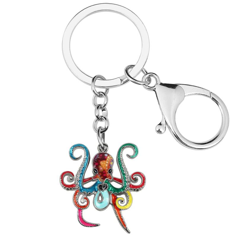 Emaille-Legierung Niedlicher Oktopus Schlüsselanhänger Ozean Schlüsselanhänger für Frauen Mädchen Tasche Brieftasche Charms Geschenke (mehrfarbig) von Generic