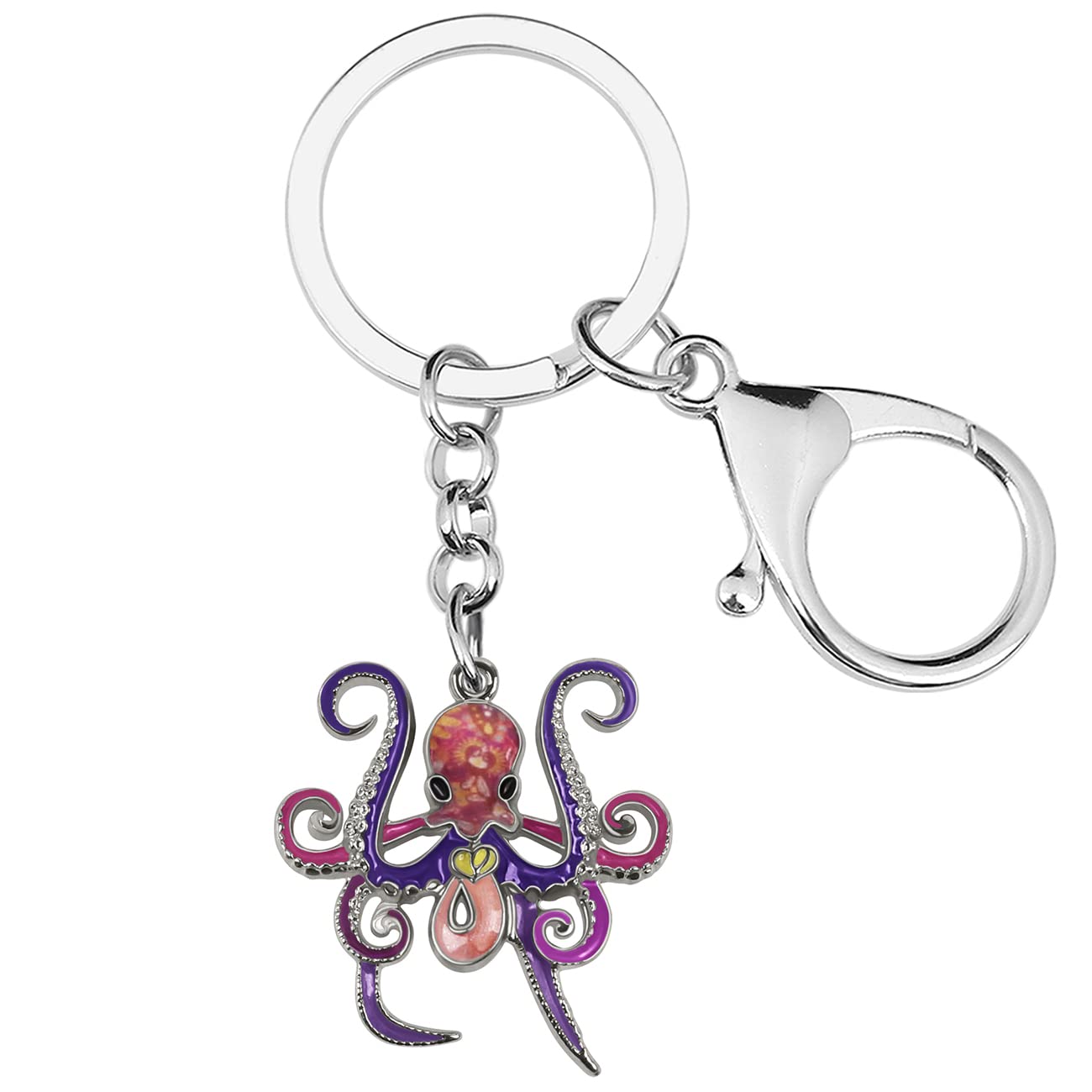 Emaille Legierung Netter Oktopus Schlüsselanhänger Ozean Schlüsselanhänger für Frauen Mädchen Tasche Brieftasche Charms Geschenke (Violett) von Generic