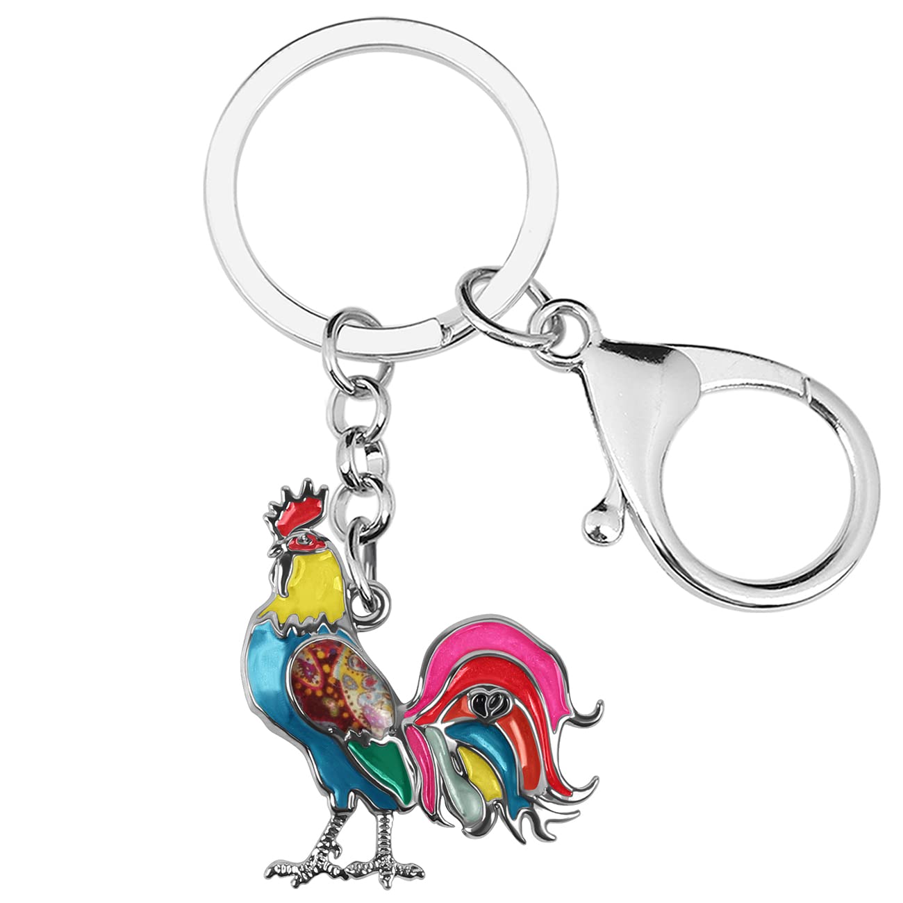 Emaille-Legierung niedlichen Hahn Schlüsselanhänger Huhn Geschenke für Frauen Mädchen Tasche Brieftasche Charms (Mehrfarbig) von Generic