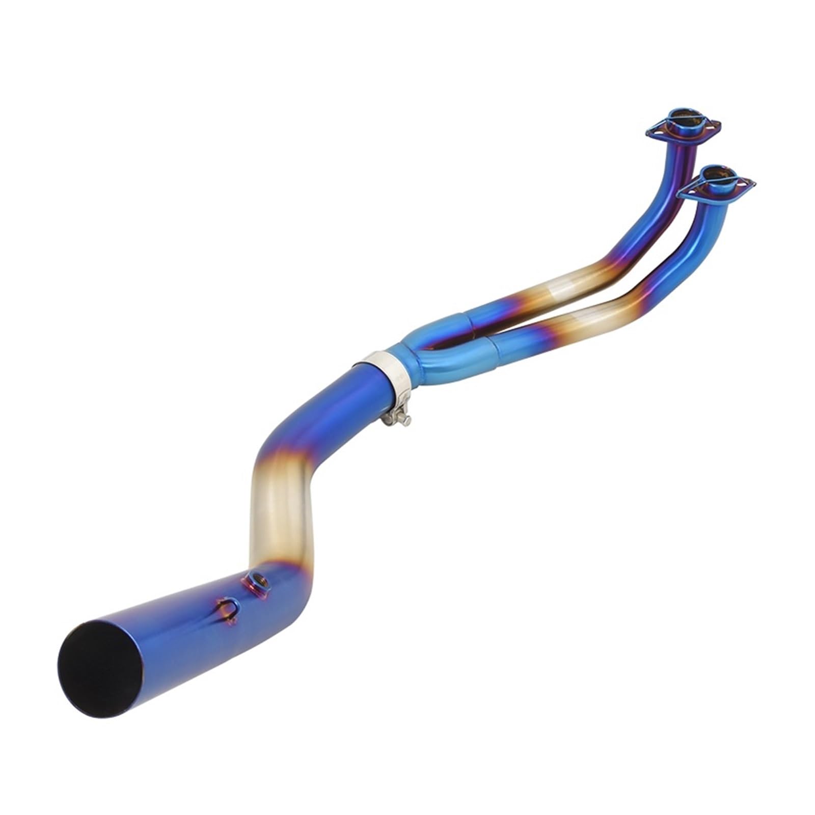Endroh Für MAXSYM TL500 TL508 Für TL 500 508 2019-2022 Motorrad-Auspuff-Escape-Systeme Modifiziertes Vorderes Verbindungsrohr 51-mm-Schalldämpfer Slip On Endrohrblende(Half blue) von Generic