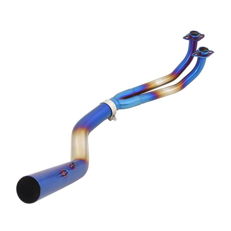 Endroh Für MAXSYM TL500 TL508 Für TL 500 508 2019-2022 Motorrad-Auspuff-Escape-Systeme Modifiziertes Vorderes Verbindungsrohr 51-mm-Schalldämpfer Slip On Endrohrblende(Half blue) von Generic