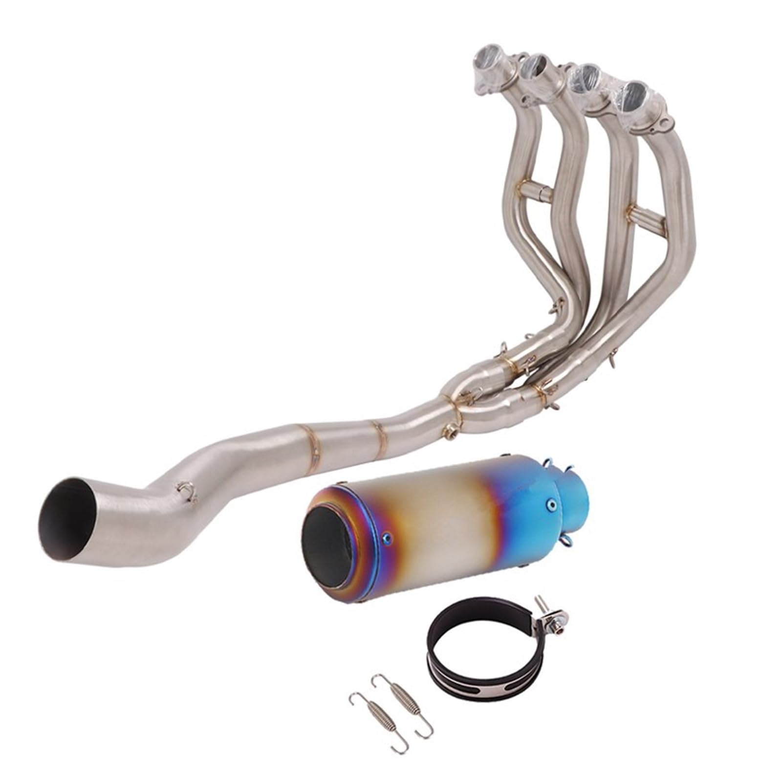 Endroh Vollsystem-Auspuff Escape Modified Front Mid Link Pipe Schalldämpfer Motorradauspuff Für Kawasaki Für Ninja Für ZX-25R Für ZX25R 2020 2021 Endrohrblende(M) von Generic