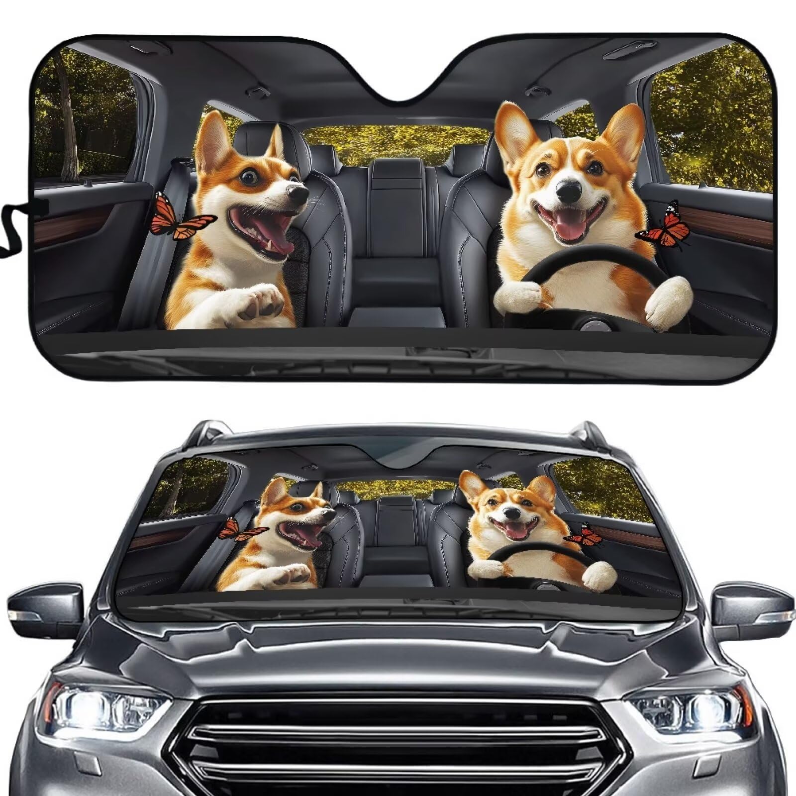Frontscheibenabdeckung Lustiger Corgi Zum Fahren Auto Sonnenblende Wasserbeständig Frontscheibe Blendschutz Für Limousinen, Lkws, Meisten Fahrzeuge S von Generic