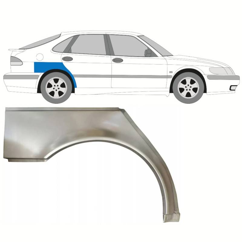 Für Saab 9-3 1998-2003 Radlauf Reparaturblech/Rechts von Generic