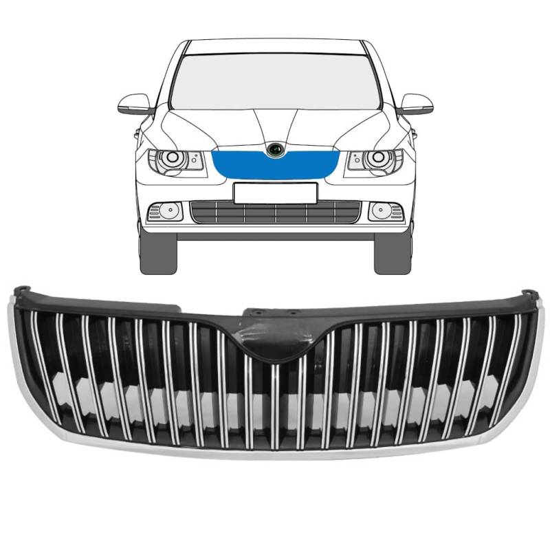 Polcar Kühlergrill Chrome für Skoda Superb 2008-2013, Kunststoff, Auto, Grille, Kühlergrill, Chrome von Generic