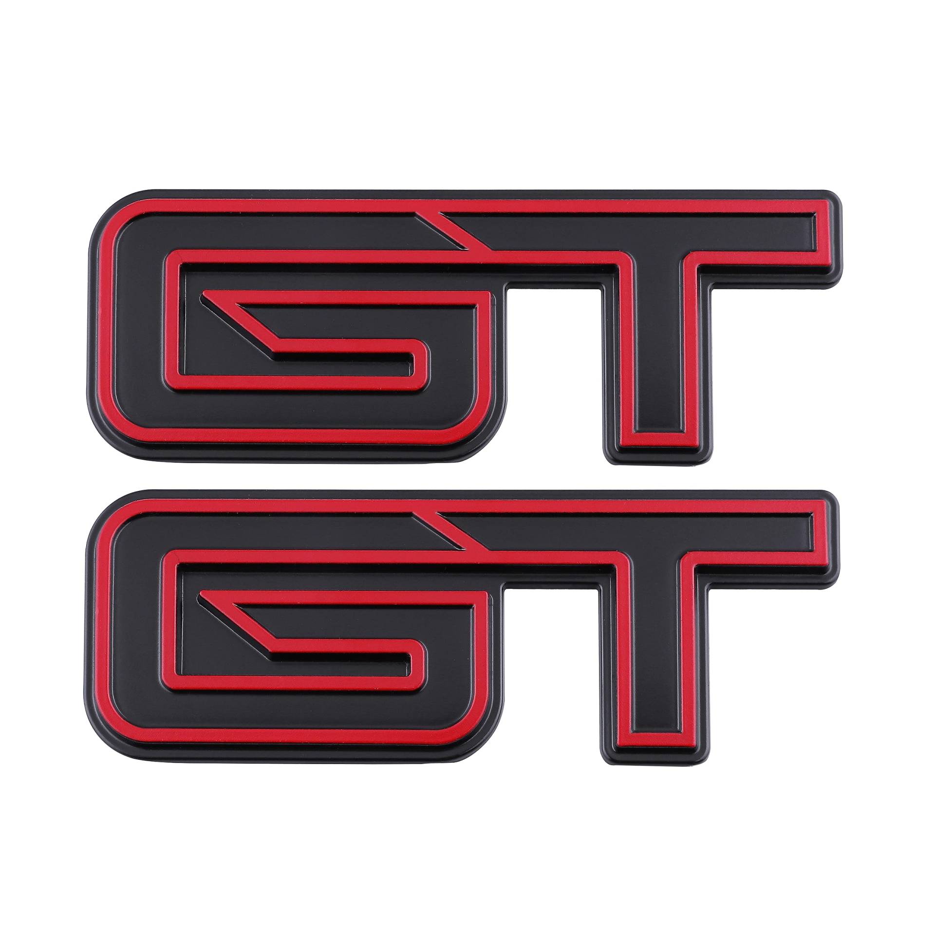 GT Emblem Auto Kotflügel Abzeichen Metall Aufkleber Abziehbild Kofferraum für Universal Fahrzeug Auto SUV LKW (Rot Schwarz) von Generic
