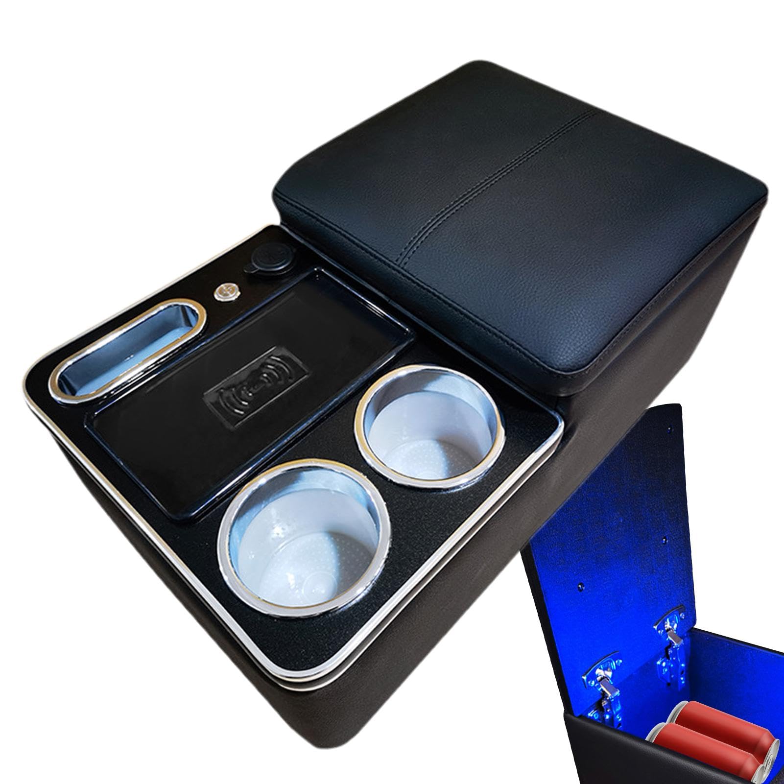 Generic Auto Organizer, Mittelkonsolen-Armlehnen-Organizer, Schwarz, Kunstleder und ABS, 40 x 25 x 20 cm von Generic