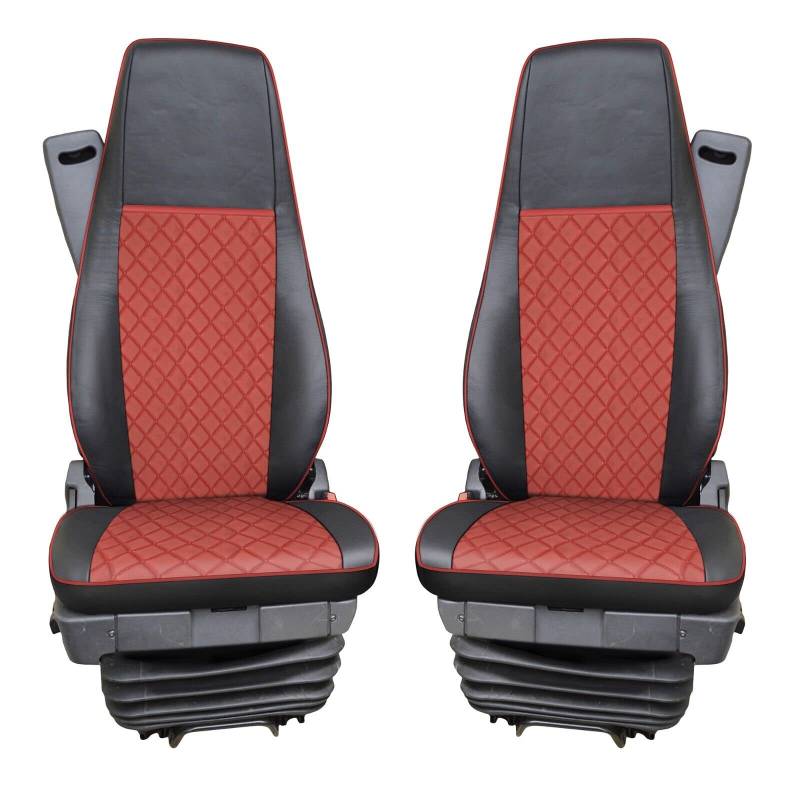 Generic Sitzbezüge Sitzauflagen Schonbezüge Für LKW Passform Für Scania R Öko-Leder 1+1/ Rot von Generic