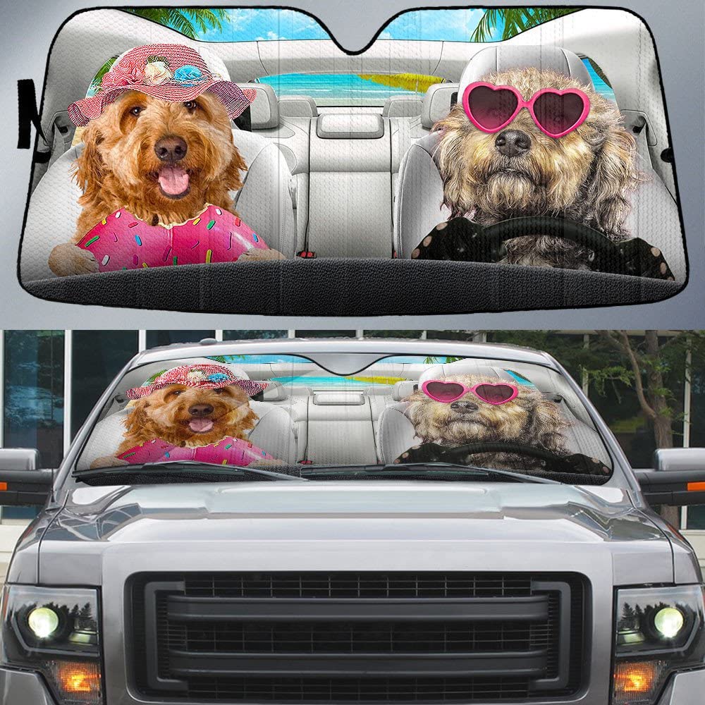 Goldendoodle Hunde, Goldendoodle Hundepaar Autofahren Sommer Sonnenschutz Auto Frontscheibe Uv-Schutz Auto Windschutzscheibe Sonnenblende Universal Für Lastwagen Mpv Sommer Goldendoodle Hunde, Goldendoodle Hundepaar Autofahren Sommer Sonnenschutz Auto Frontscheibe Uv-Schutz Auto Windschutzscheibe Sonnenblende Universal Für Lastwagen Mpv Sommer von Generic
