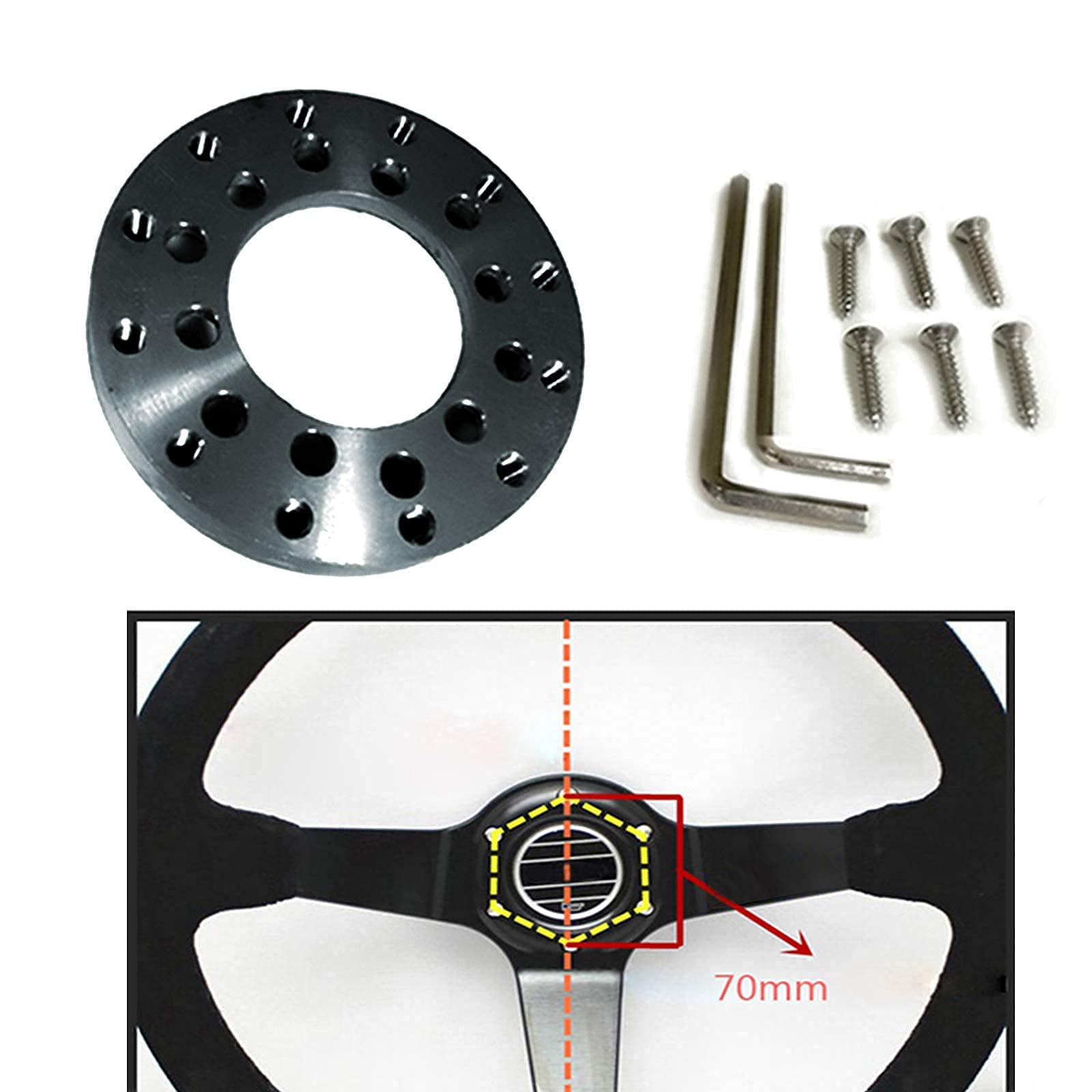 HUAYUWA 70 mm Lenkradadapterplatten-Set passend für Logitech G25 / G27 Rennrad-Zubehör HUAYUWA 70 mm Lenkradadapterplatten-Set passend für Logitech G25 / G27 Rennrad-Zubehör von Famry