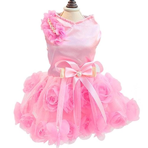 Hunde Welpe Prinzessin Kleid Geschichteten Rosen Dekor Kleidung Rosa Lila - Rosa , L von Generic