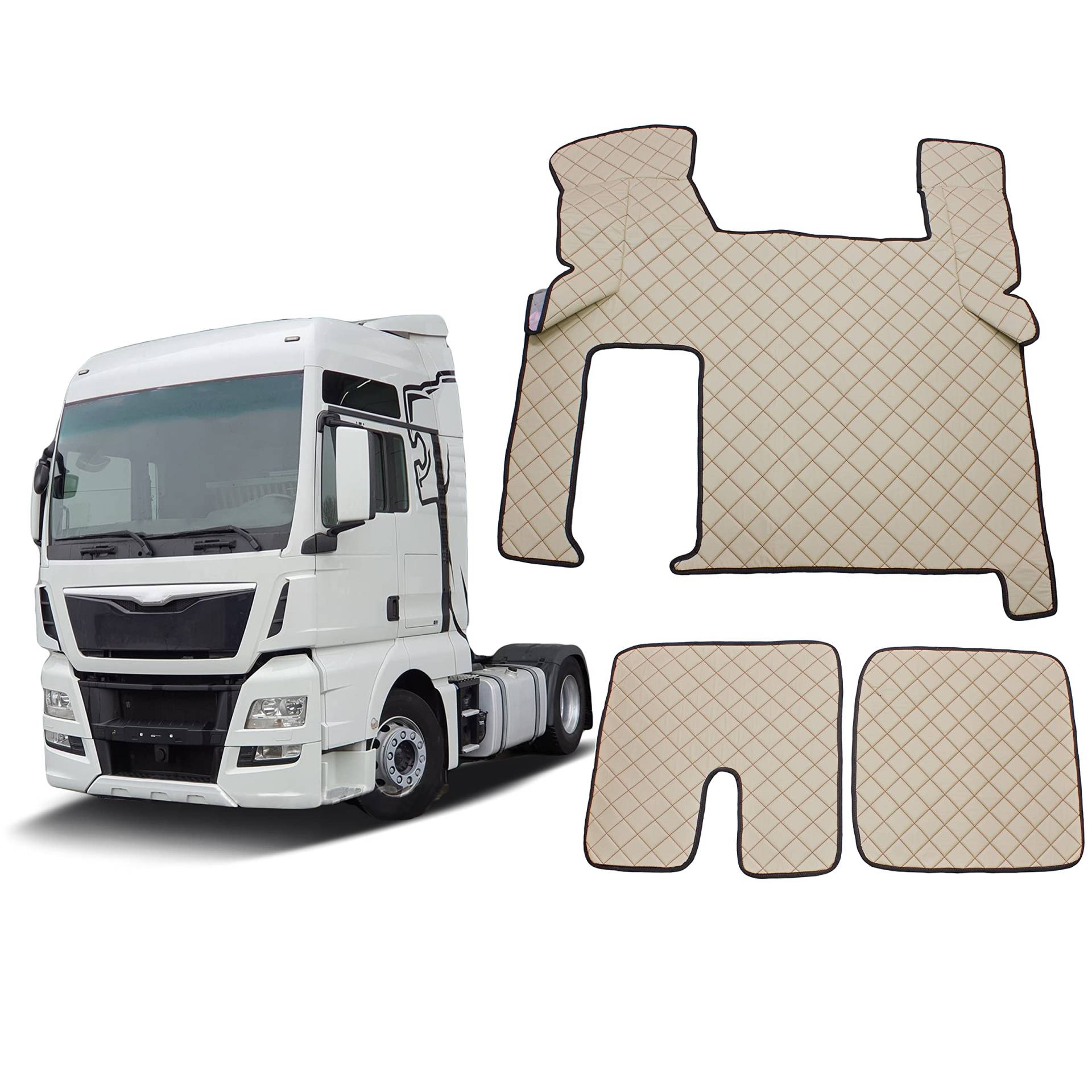 LKW Fußmatten Beige mit rot stitche passend für TGX 2010-2017 EURO 5 EURO 6 Trucks LKWs Automatisch Tunnelabdeckung Öko-Leder Interieur Zubehör LKW Dekoration LKW Fußmatten Beige mit rot stitche passend für TGX 2010-2017 EURO 5 EURO 6 Trucks LKWs Automatisch Tunnelabdeckung Öko-Leder Interieur Zubehör LKW Dekoration von Generic