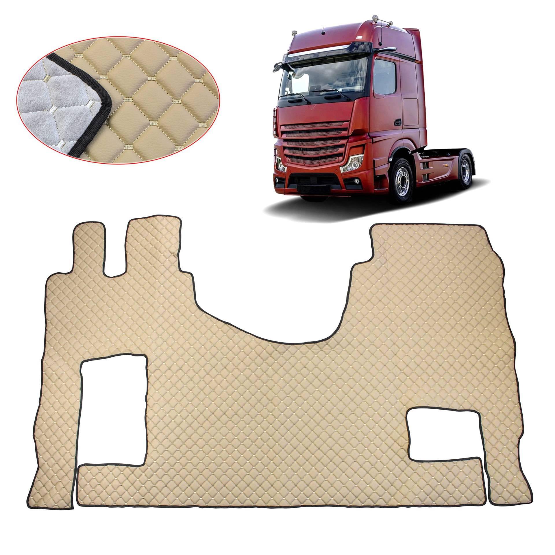 LKW Fußmatten passend für Actros Trucks LKWs Automatisch für MP4 Öko-Leder Beige LKW Fußmatten passend für Actros Trucks LKWs Automatisch für MP4 Öko-Leder Beige von Generic