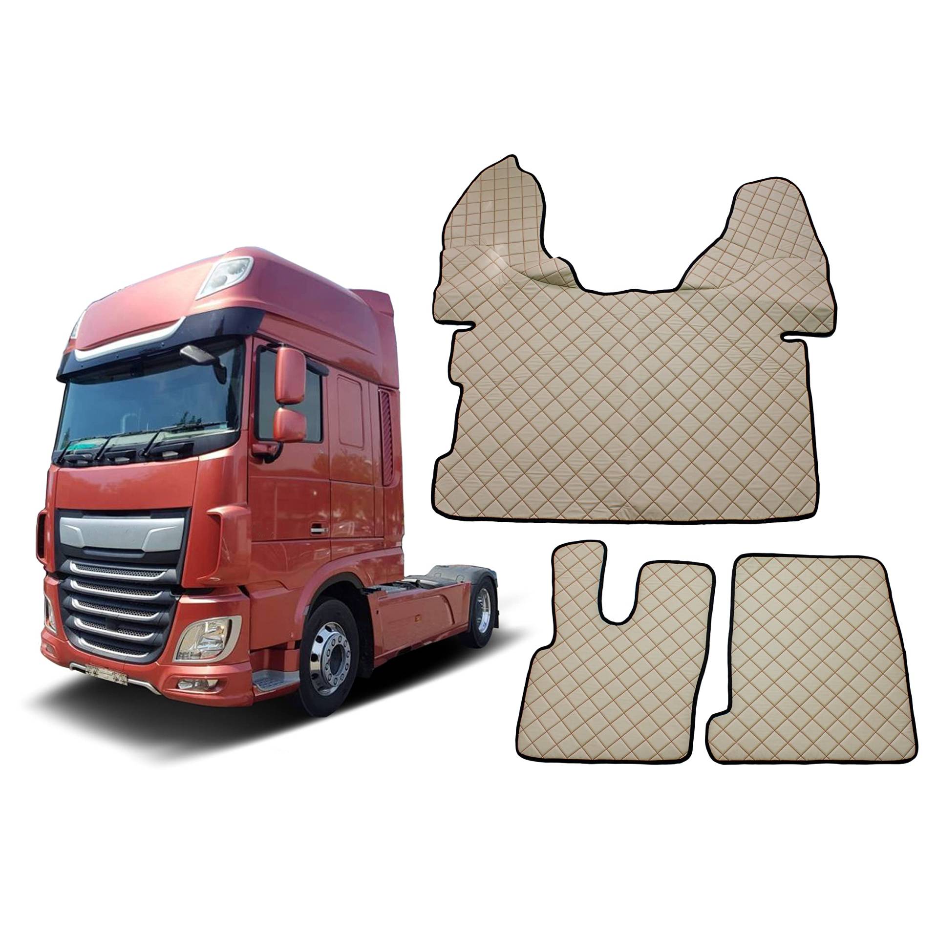 LKW Fußmatten passend für XF 106 Trucks LKWs Automatisch Öko-Leder Beige von Generic