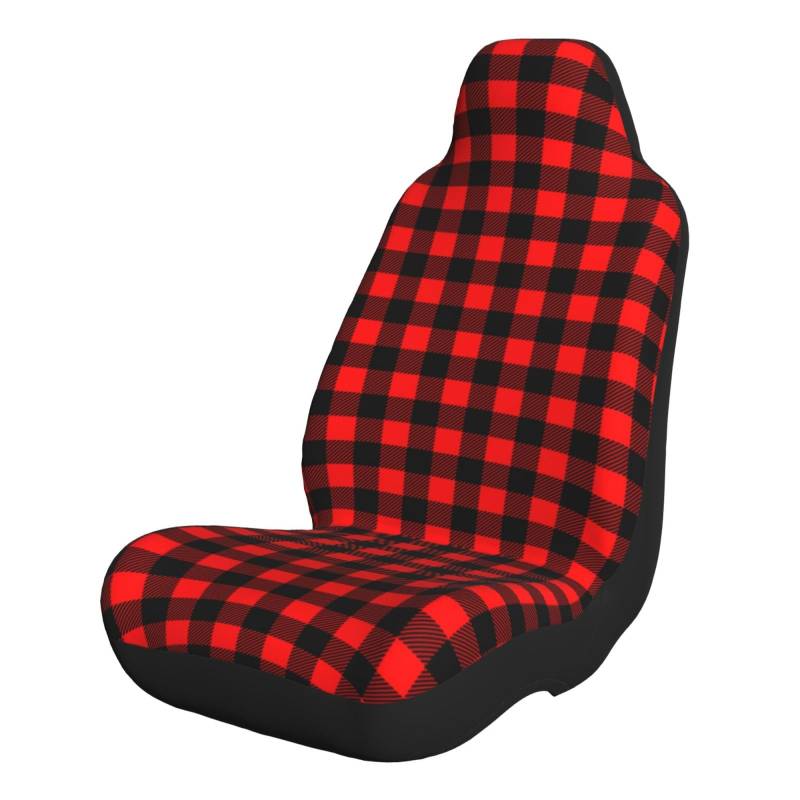 LKWs,Autos Kfz Autositzauflage Rot Schwarz Buffalo Kariert Plaid Elastischer Sitzgurt-Polster für Haustiertransport,Jagd,Outdoor von Generic