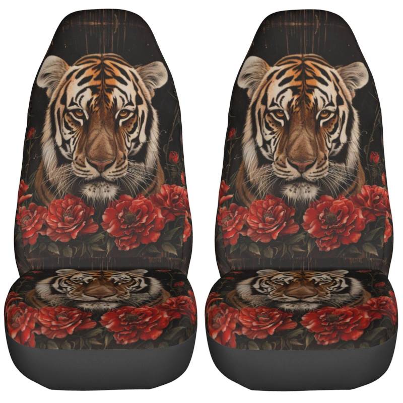 LKWs,SUVs,Armlehnen Bezüge Tigerrosen Atmungsaktiv Autositz-Protektor für Outdoor,Luxusinterieur-Sucher,Wohnmobil von Generic
