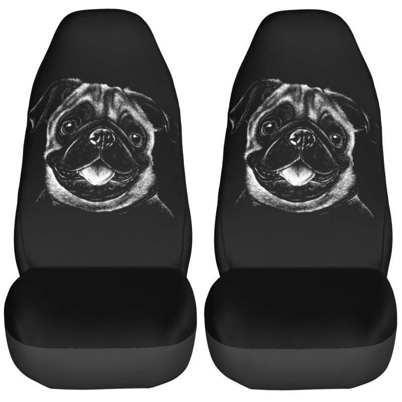 LKWs,SUVs,Kfz Autositzauflage Schwarz-Weiß-Porträt Mops Gesicht Universal Fit Lenkrad-Abdeckung für Wohnmobil,Outdoor,Haustiertransport von Generic