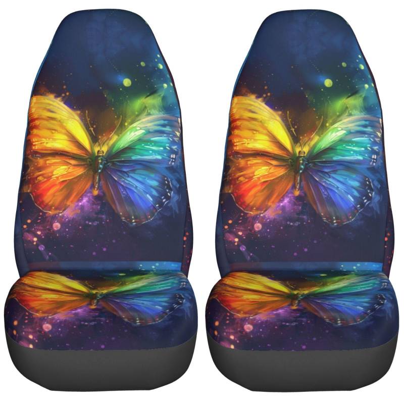 LKWs,SUVs,Sitzbezug Schmetterling Regenbogen Elastischer Hohe Rückenlehne für Outdoor,Wohnmobil,Frauen von Generic