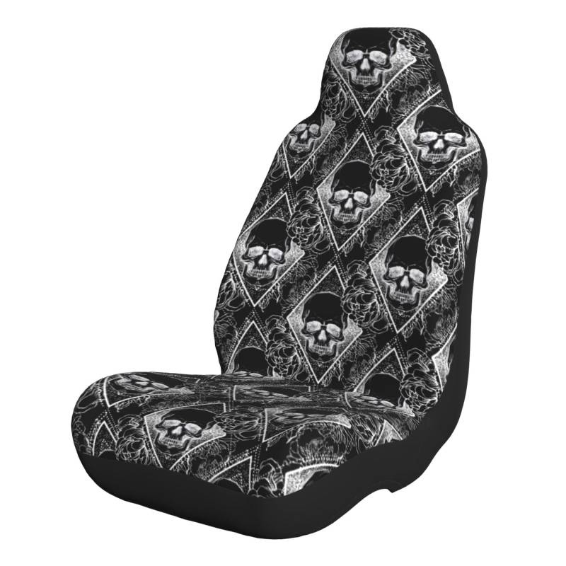 LKWs,SUVs Armlehnen Bezüge PfingstRoses Rosen Blumen Totenkopf Kopf Schwarz Universal Fit All-in-One-Autositzbezug für Daily Commute,Sportaktivitäten,Haustiertransport von Generic