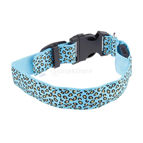 Leopard Führte Kragen Hundehalsband Welpen Katze Licht Nacht Haustier Hund Sicherheit Band Blinkt - Blau, M von Generic