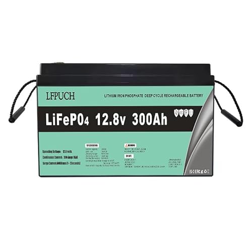LiFePO4 Batterie 12V 300Ah, Lithium Freizeitbatterie, Lithium Eisenphosphat Batterie anstelle von Auto AGM Batterie oder Deep Cycle-Batterie, für Wohnmobil, Boot, Solaranlage,Outdoor-Camping usw von Generic
