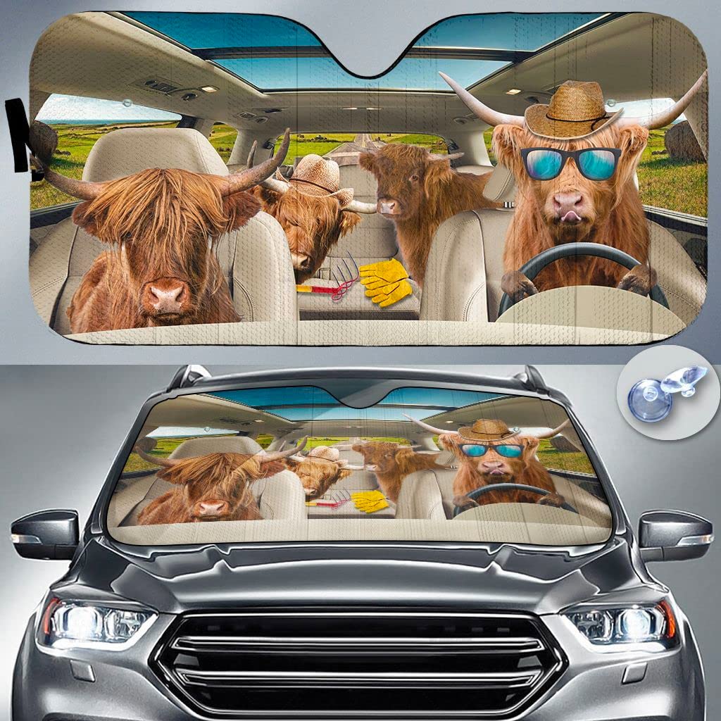 Lustige Hochlandrinderfamilie, Die Im Sommer Fährt Auto Windschutzscheibe Sonnenschutz Wasserbeständig Auto Windschutzscheibe Sonnenblende Universal Für Mpv Sommer Wagen Lustige Hochlandrinderfamilie, Die Im Sommer Fährt Auto Windschutzscheibe Sonnenschutz Wasserbeständig Auto Windschutzscheibe Sonnenblende Universal Für Mpv Sommer Wagen von Generic