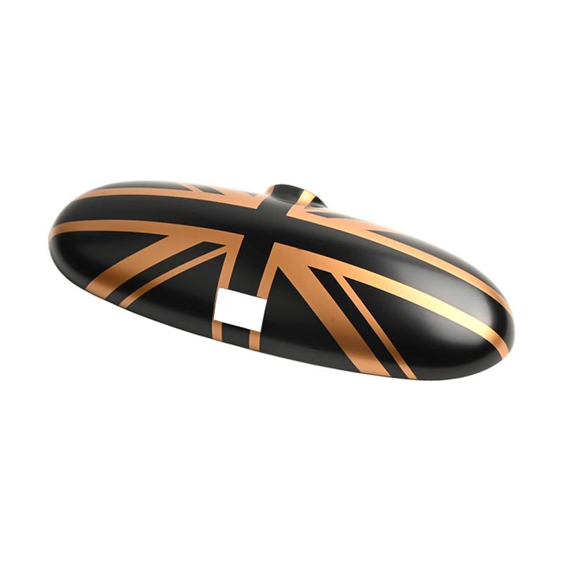 MINI R50 R52 R53 Union Jack Rückspiegel Abdeckung, Innenspiegel Aufkleber für Mini Cooper One/S/JCW R50 R52 R53(Typ A, Union Jack Gold) von Generic