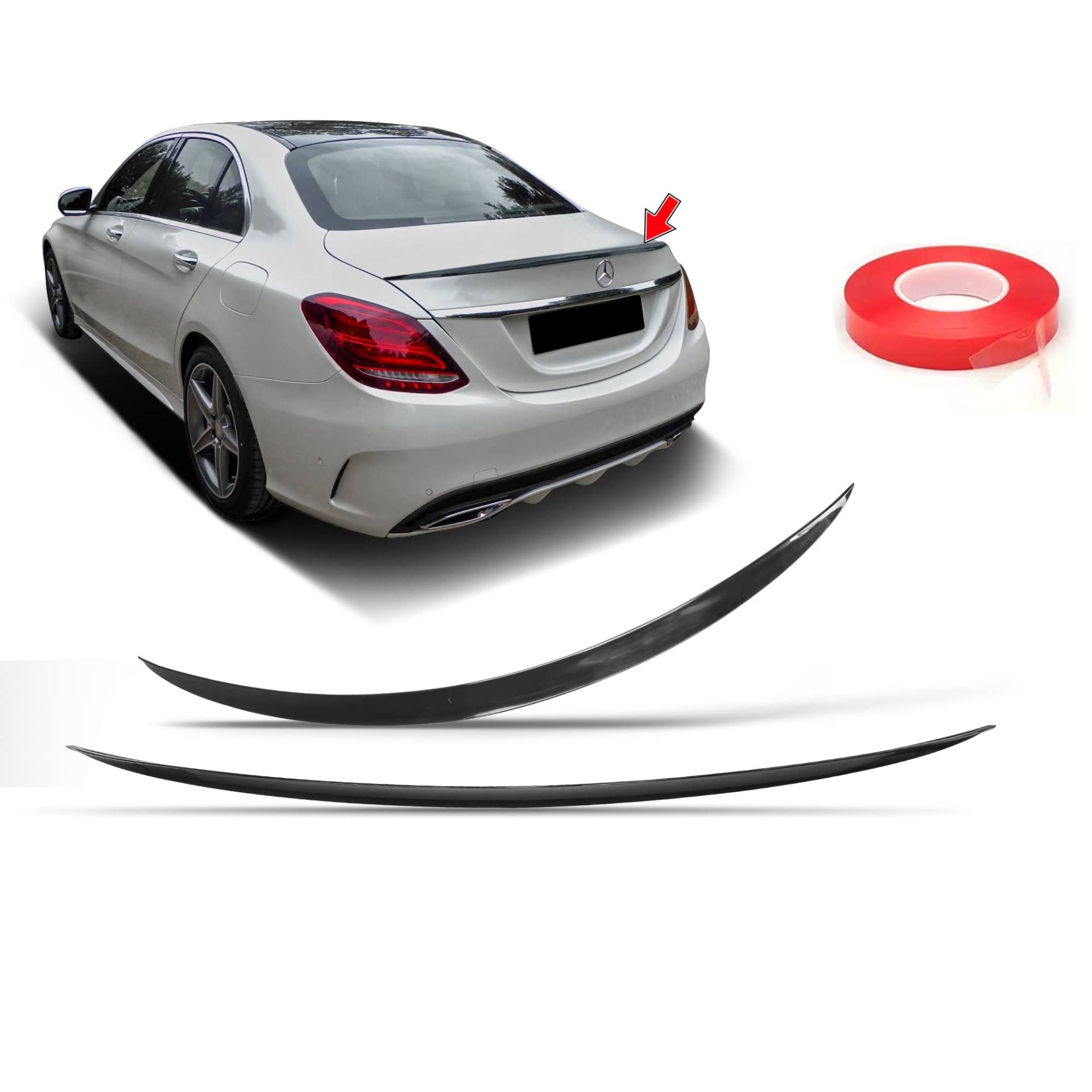 Mercedes-Benz Heckspoiler Lippe Spoiler Schwarz Glanz für C W205 Saloon und Doppelkleber Mercedes-Benz Heckspoiler Lippe Spoiler Schwarz Glanz für C W205 Saloon und Doppelkleber von Generic