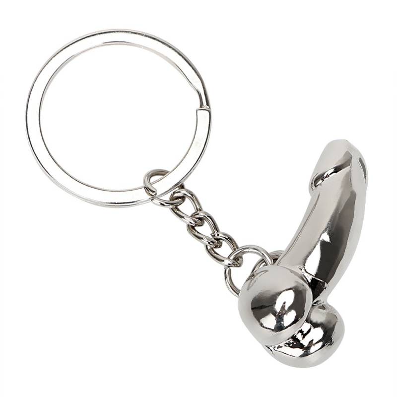 Mini-Penis-Schlüsselanhänger aus Metall, silberfarben, glänzend von Generic