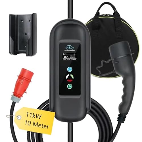 Mobile Wallbox 11kW mit 10 Meter Typ2 Ladekabel für die rote CEE 16A Steckdose, Display, Regelbar 8/10/13/16 A, für alle Elektroautos und PHEV mit Tasche & Wandhalterung Deutsche Anleitung &Support Mobile Wallbox 11kW mit 10 Meter Typ2 Ladekabel für die rote CEE 16A Steckdose, Display, Regelbar 8/10/13/16 A, für alle Elektroautos und PHEV mit Tasche & Wandhalterung Deutsche Anleitung &Support von Generic