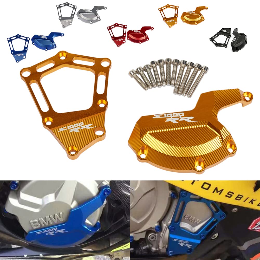 Motorcycle CNC Aluminum Alloy Engine Stator Guard Cover Slide Crash Falling Protection For BMW S1000RR S1000R S1000XR HP4 K42 K46 (Gold) von Generic
