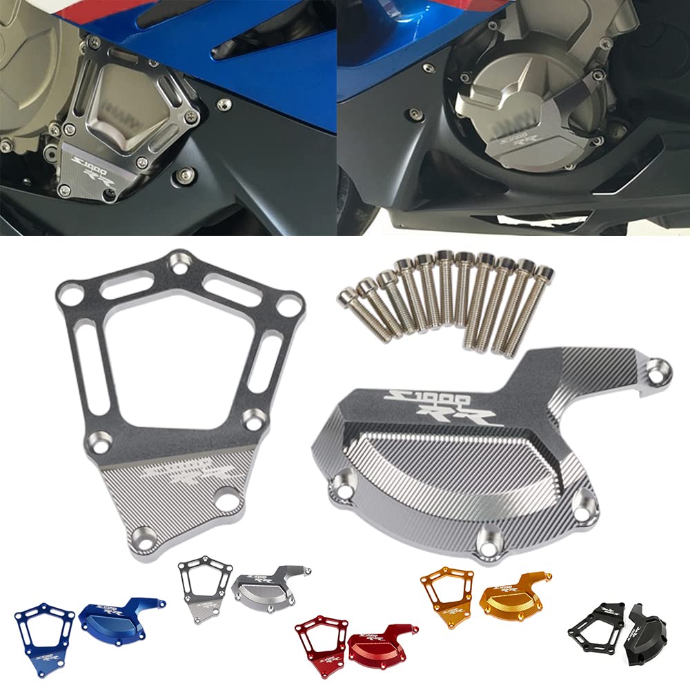 Motorcycle CNC Aluminum Alloy Engine Stator Guard Cover Slide Crash Falling Protection For BMW S1000RR S1000R S1000XR HP4 K42 K46 (Grau) von Generic