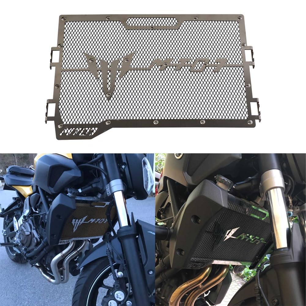 Motorcycle Stainless Steel Radiator Grille Guard Protection Cover For Yamaha MT07 FZ07 2014-2019 Accessories(Schwarz) von Generic