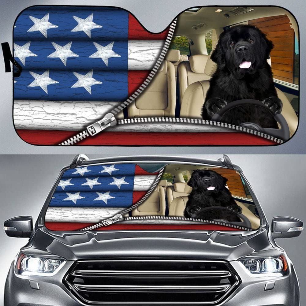Neufundländer, Neufundländer-Fahrer Usa Patriotischer Tag Auto Windschutzscheibe Sonnenschutz Wasserbeständig Auto Windschutzscheibe Sonnenblende Universal Für Lastwagen Geländewagen SUV Neufundländer, Neufundländer-Fahrer Usa Patriotischer Tag Auto Windschutzscheibe Sonnenschutz Wasserbeständig Auto Windschutzscheibe Sonnenblende Universal Für Lastwagen Geländewagen SUV von Generic