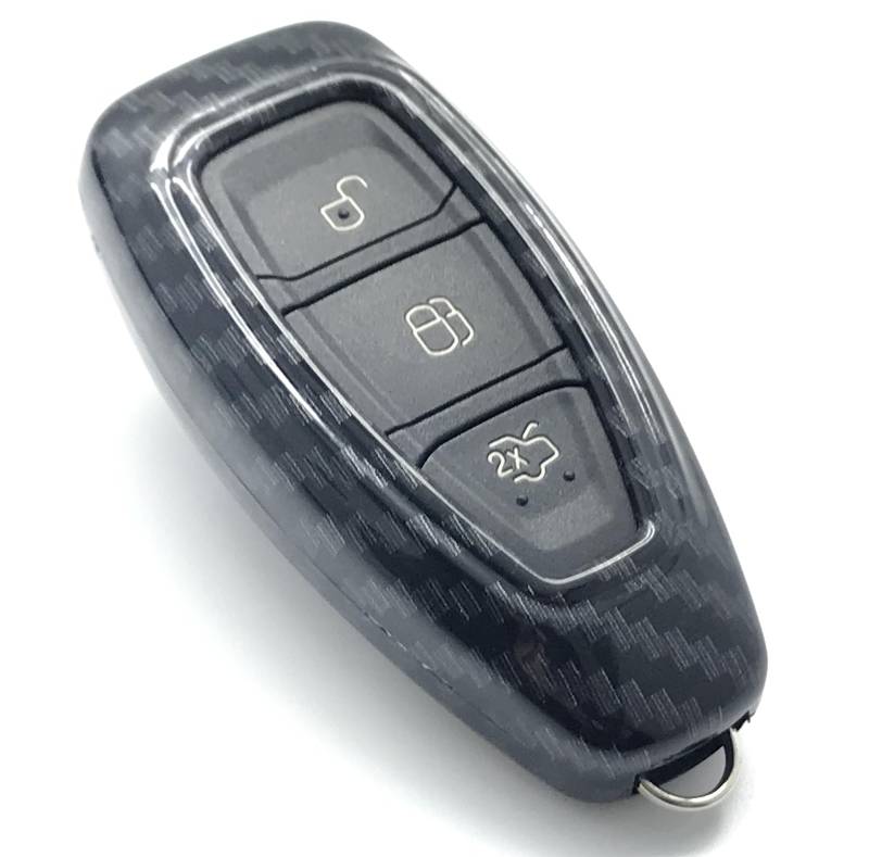 Nordecco ABS-Hartplastik-Schlüsselgehäuse, glänzend, passend für Ford S-MAX/B MAX/C- MAX/FOCUS/MONDEO/KUGA/FIESTA FUSION ST, 3-Tasten-Schlüsselanhänger, Karbonfaser-Design von Generic