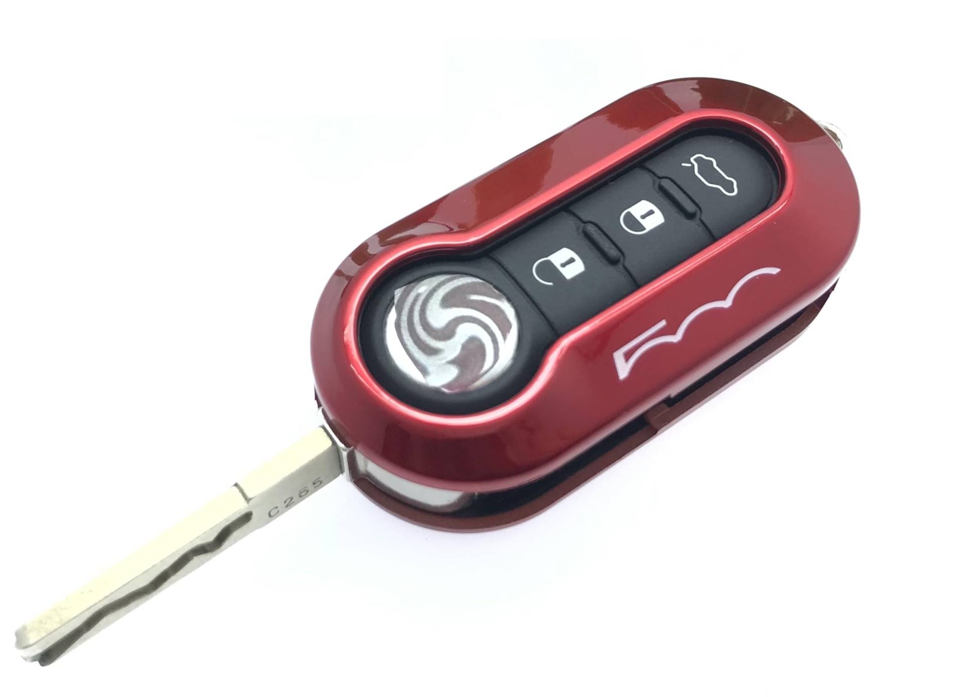 Nordecco Hochglanz-Schlüsselgehäuse, kompatibel mit FI-AT 500C/L ABAR TH GRAN DE PUN TO BRAVA PANDA STILO LINEA (rot glänzend) von Generic