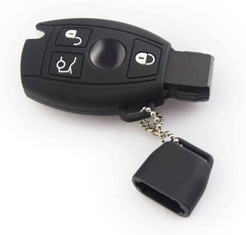 Nordecco Schutzhülle aus Silikon, kompatibel mit Mercedes Modell A B C E S, 3 Tasten, Top Cup, Schlüsselanhänger (schwarz) von Generic