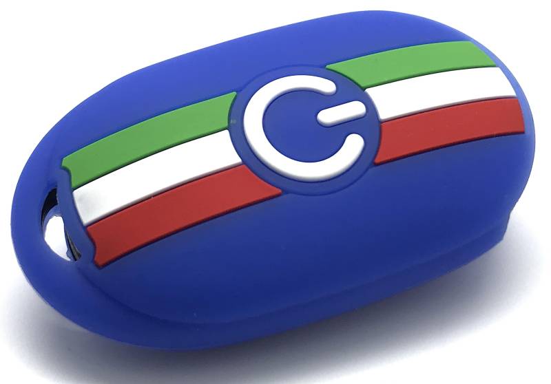 Nordecco Silikon Italien Flagge Schlüsselanhänger Abdeckung Schutzhülle Kompatibel mit Fiat 500e Electric 2022 2023 und höher (Blau) von Generic