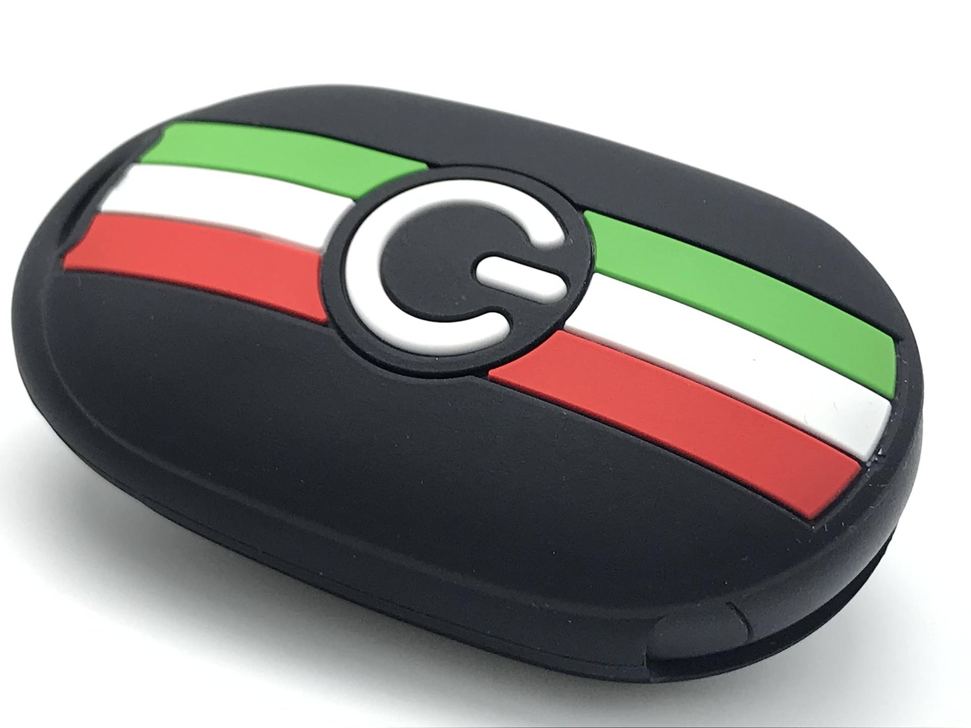 Nordecco Silikon Italien Flagge Schlüsselanhänger Abdeckung Schutzhülle Kompatibel mit Fiat 500e Electric 2022 2023 und höher (Schwarz) von Generic