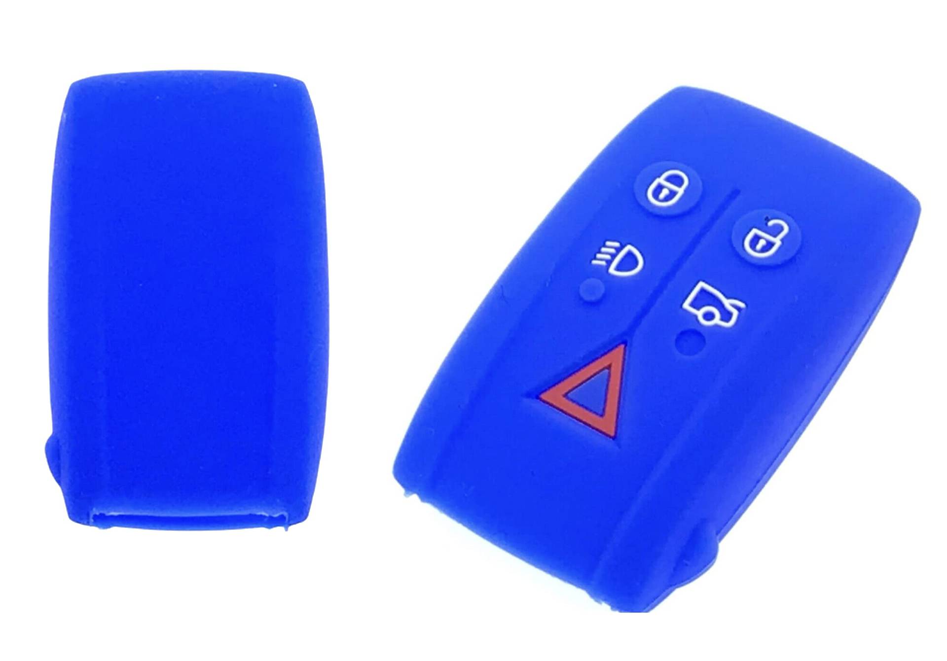Nordecco Silikon-Schlüsselanhänger-Abdeckung, passend für 5-Tasten-Schlüsselanhänger Jaguar XK XF SE XFR (transparent/blanko) 5 Tasten (blau) von Generic