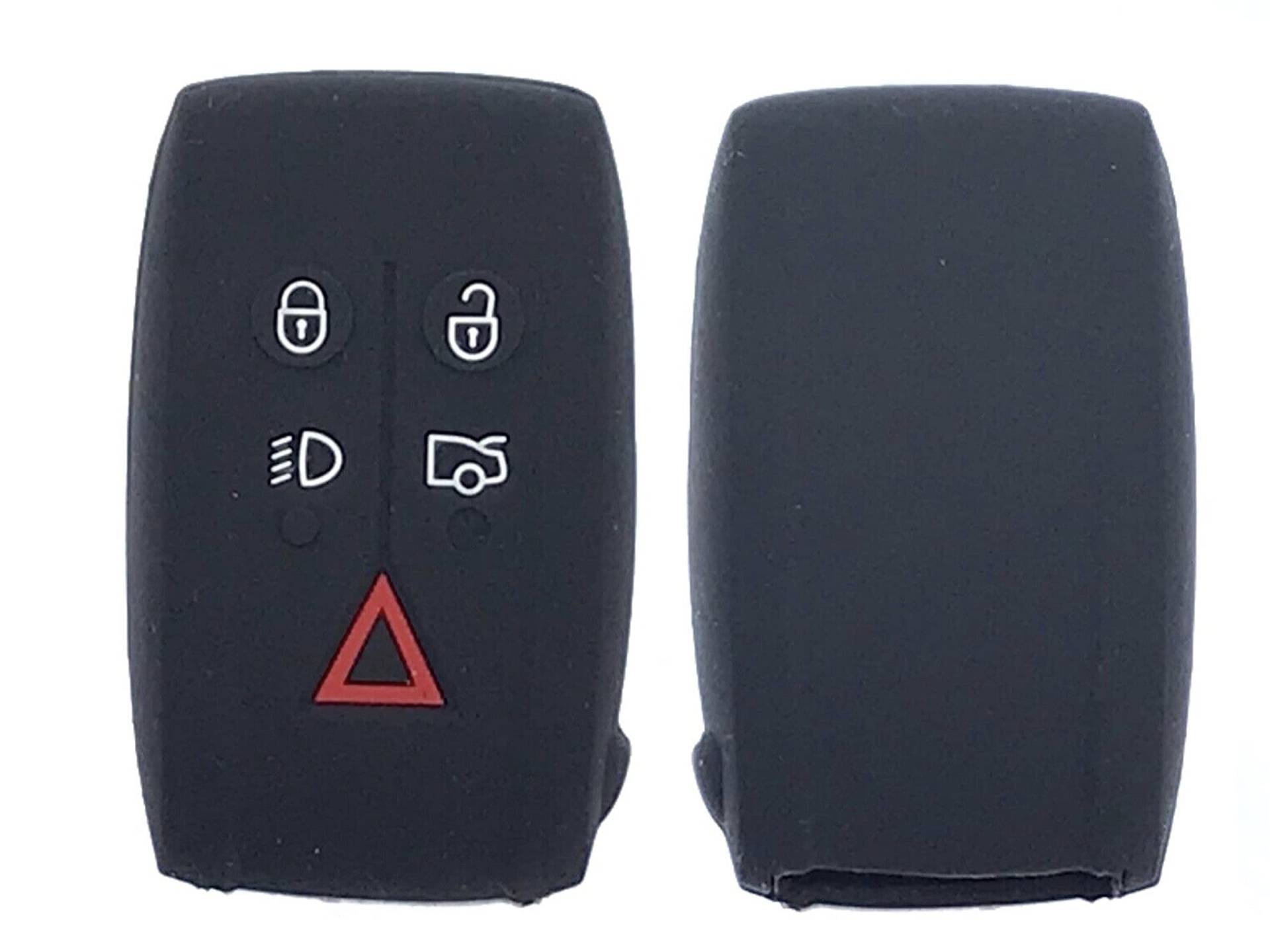 Nordecco Silikon-Schlüsselanhänger-Abdeckung, passend für 5-Tasten-Schlüsselanhänger Jaguar XK XF SE XFR (transparent/blanko) 5 Tasten (schwarz) von Generic