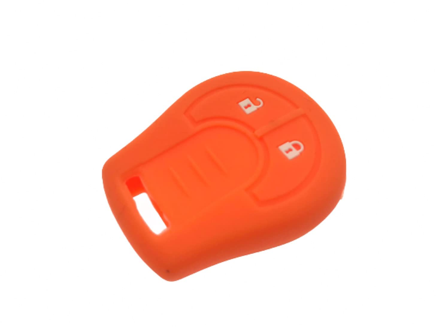 Nordecco Silikon Schlüsselanhänger Schutzhülle 2 Tasten Kompatibel mit Tiida, Micra, Juke, NSN14 Schlüsselbart (Orange) von Generic