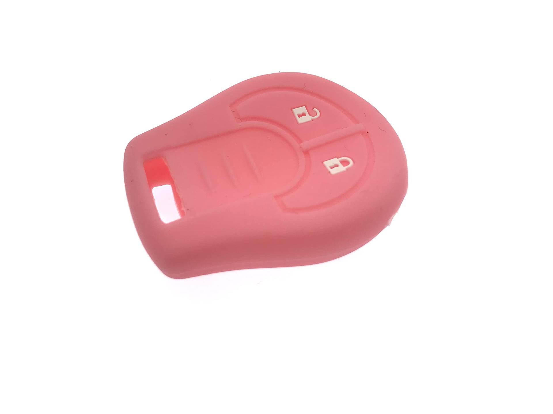 Nordecco Silikon Schlüsselanhänger Schutzhülle 2 Tasten Kompatibel mit Tiida, Micra, Juke, NSN14 Schlüsselbart (Rosa) von Generic