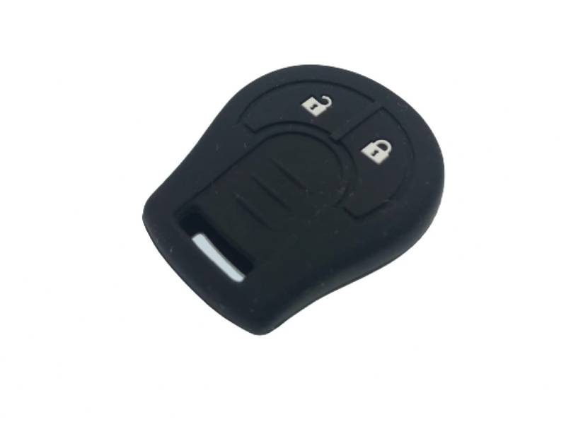 Nordecco Silikon Schlüsselanhänger Schutzhülle 2 Tasten Kompatibel mit Tiida, Micra, Juke, NSN14 Schlüsselbart (Schwarz) von Generic