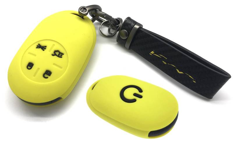 Nordecco - Silikon Schutzhülle Kompatibel mit Fiat Electric 500e 2022-2023 mit Schlüsselring (Gelbe Abdeckung - Schwarzer Schlüsselanhänger) von Generic