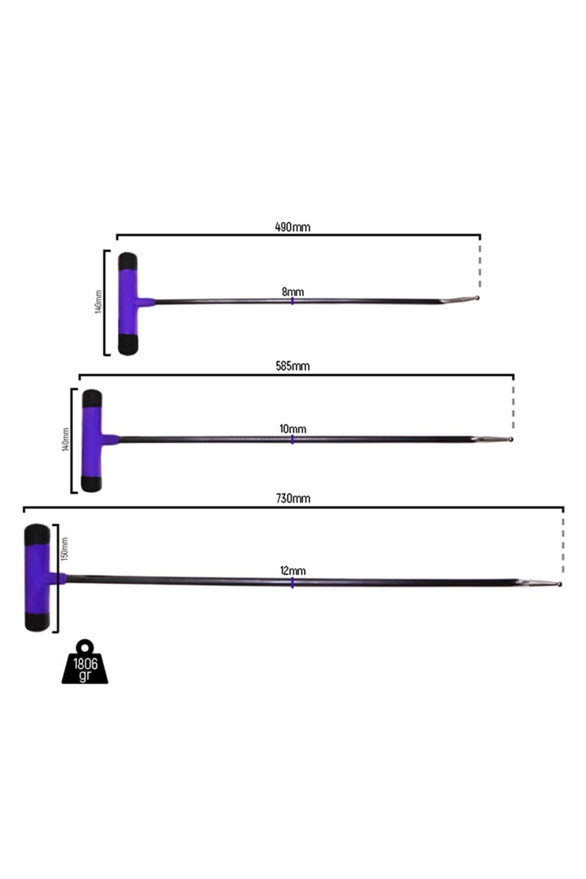 PDR Paintless Dent Repair Rod Sticks 3-teiliges Set von Generic