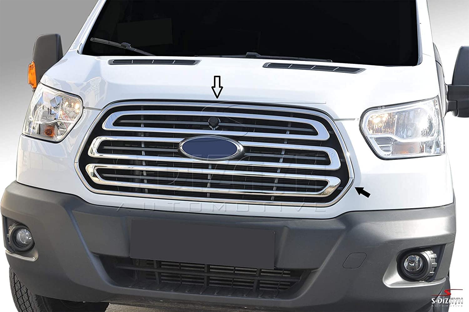 Passend für Transit MK8 2014–2018 Chrom Frontgrill Streamer Edelstahl 2 Stück Passend für Transit MK8 2014–2018 Chrom Frontgrill Streamer Edelstahl 2 Stück von Generic